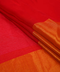Red Georgette Fabric with Gold Border