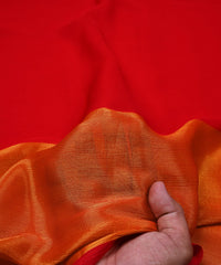 Red Georgette Fabric with Gold Border