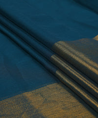 Teal Georgette Fabric with Gold Border