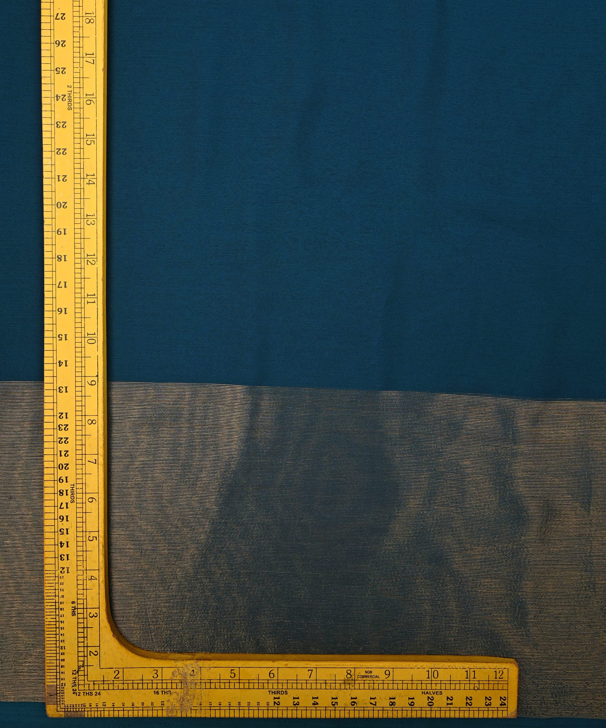 Teal Georgette Fabric with Gold Border