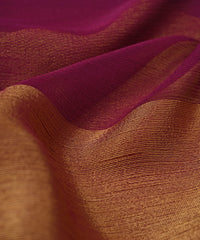 Wine Georgette Fabric with Gold Border