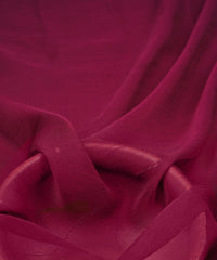 Wine Georgette Fabric with Gold Border