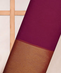 Wine Georgette Fabric with Gold Border