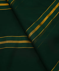 Dark Green Georgette Fabric with Golden Stripes