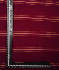 Dark Wine Georgette Fabric with Golden Stripes