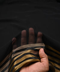 Black Georgette Fabric with Lining Border