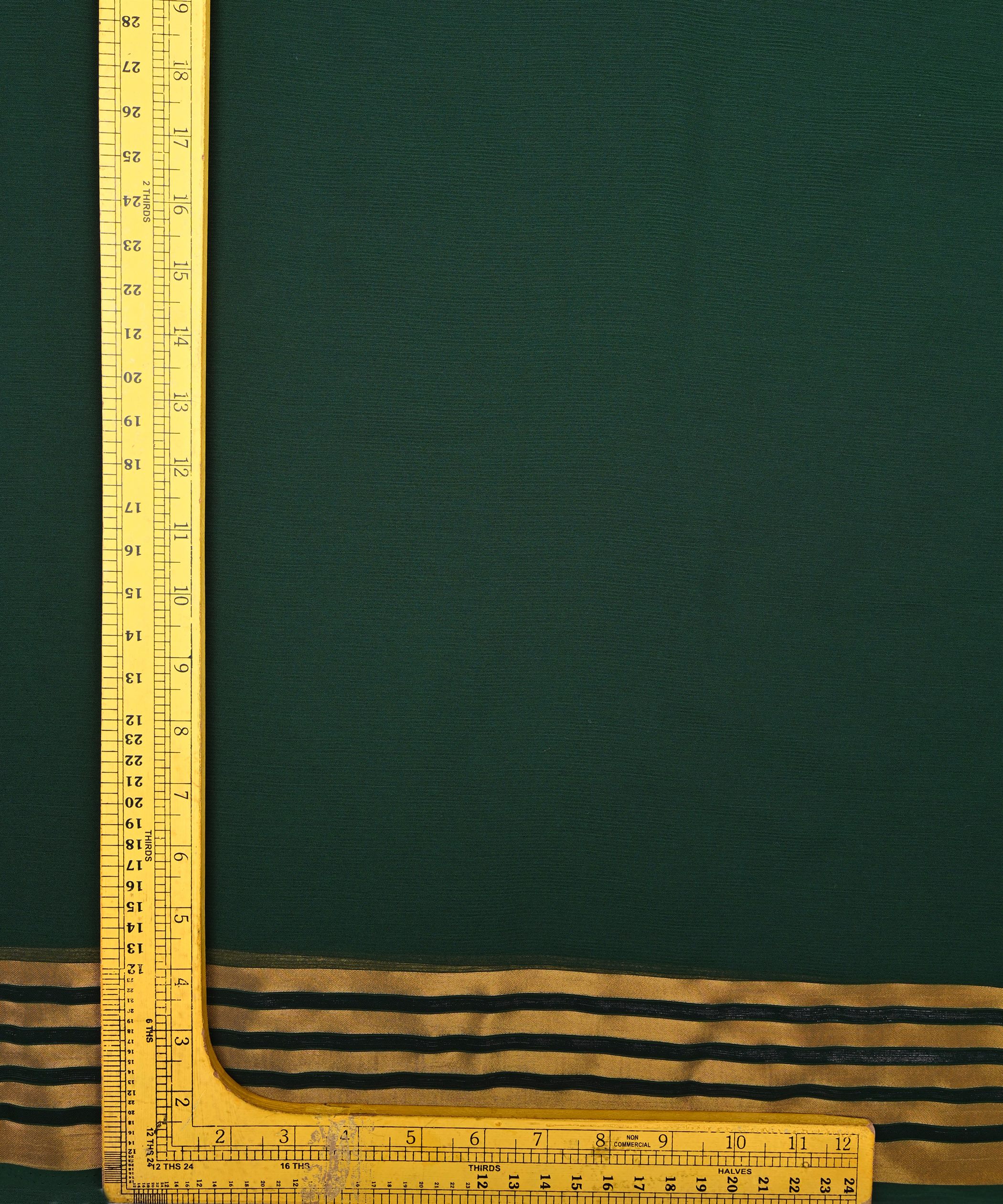 Dark Green Georgette Fabric with Lining Border