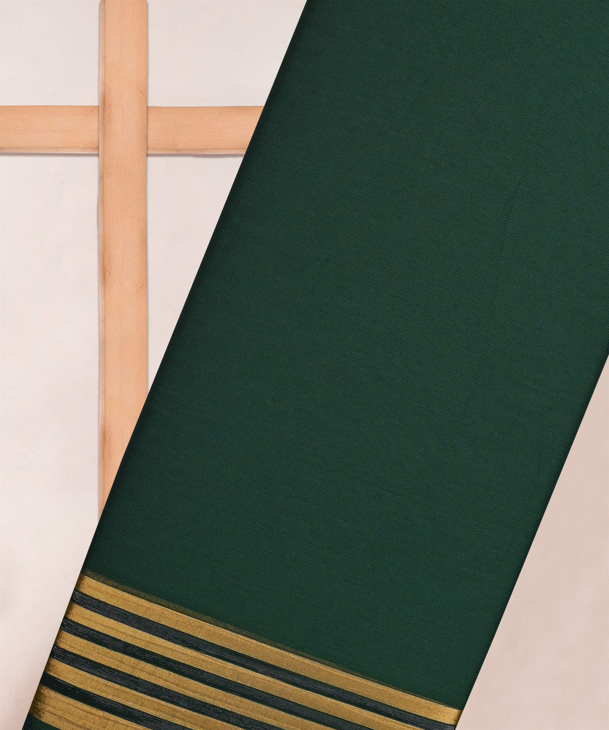 Dark Green Georgette Fabric with Lining Border