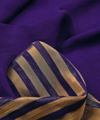 Purple Georgette Fabric with Lining Border