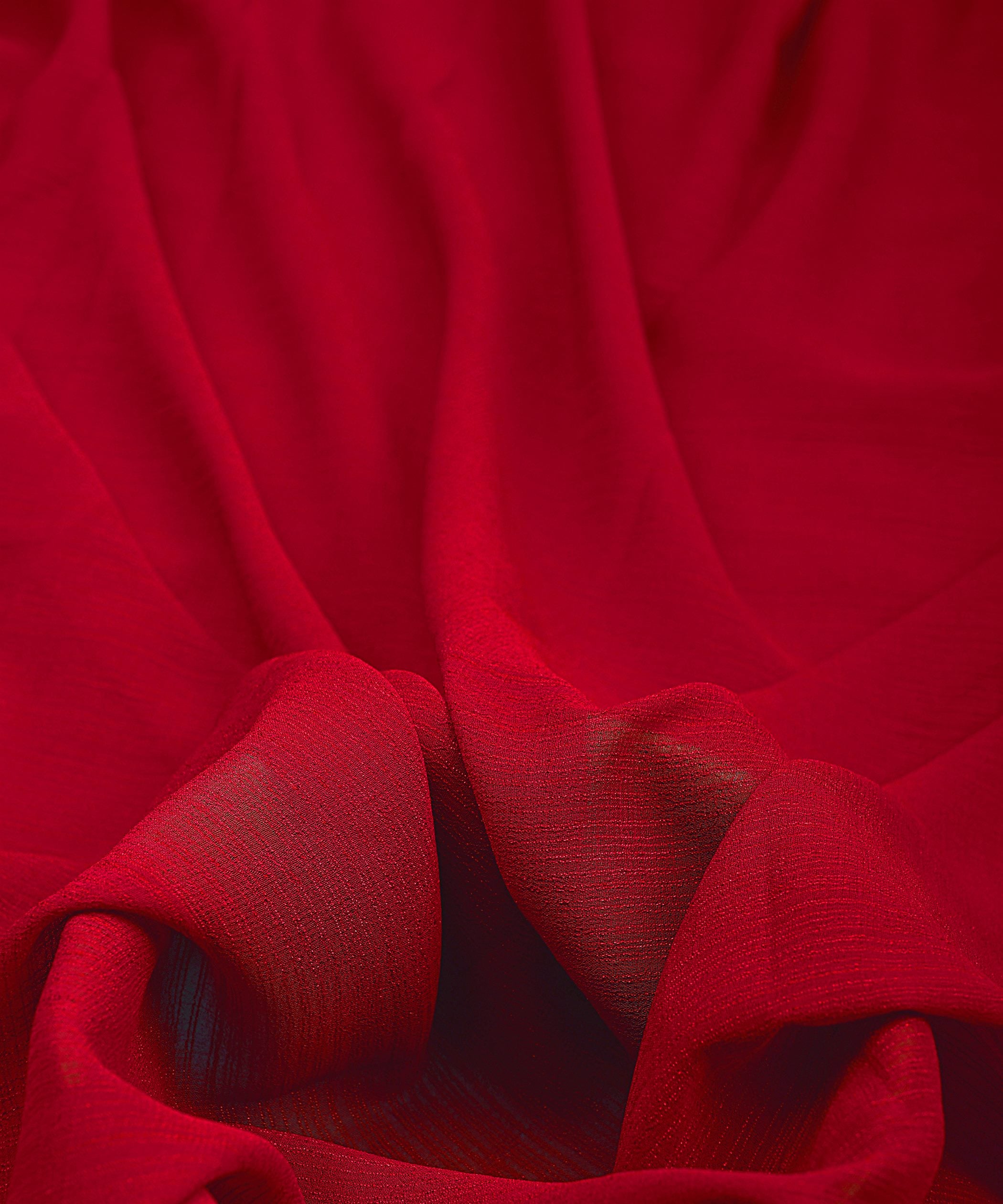 Cherry Red Georgette fabric with Lining