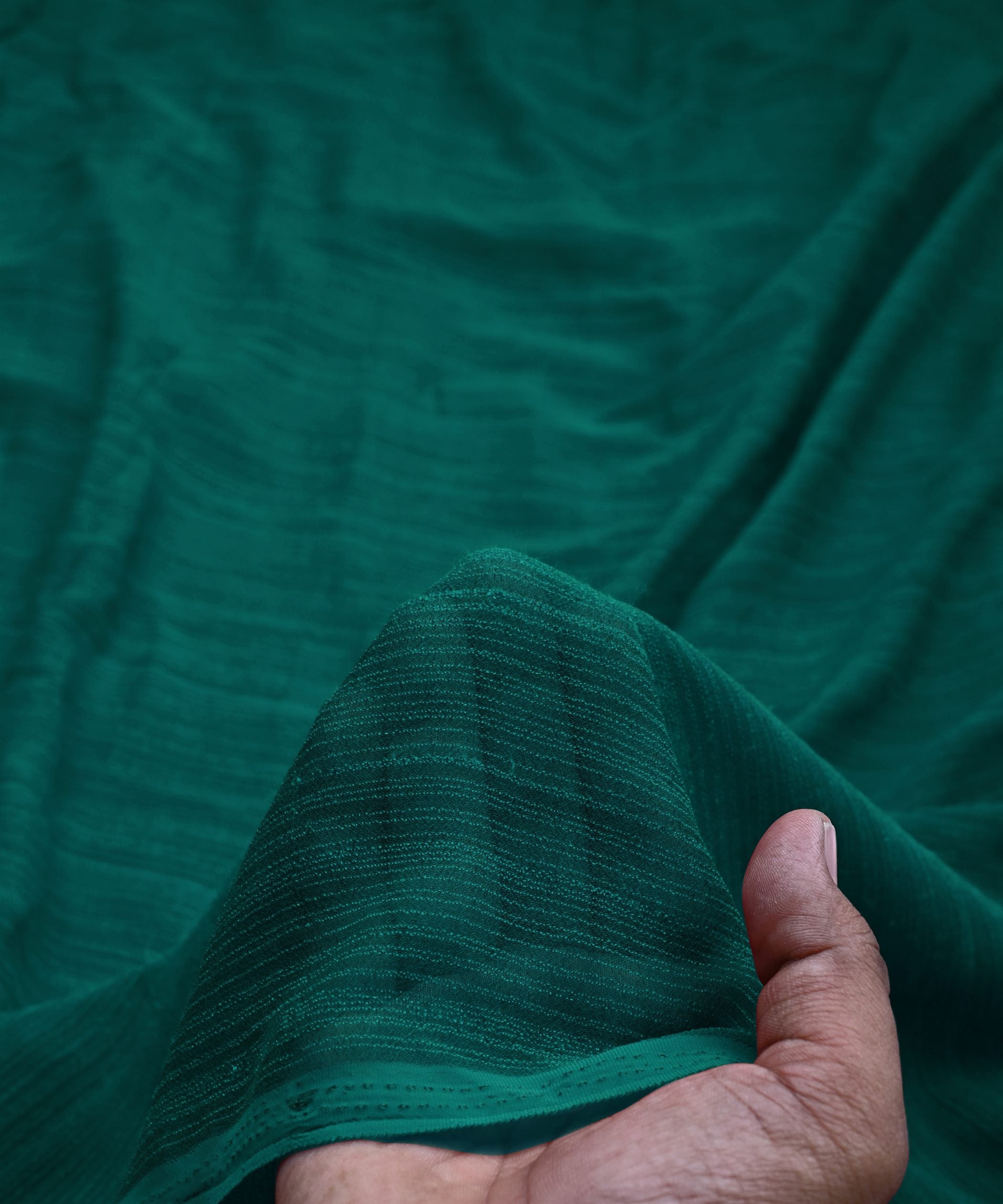 Dark Green Georgette fabric with Lining