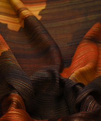 Gold Yellow Georgette Fabric with Patch Spray Print