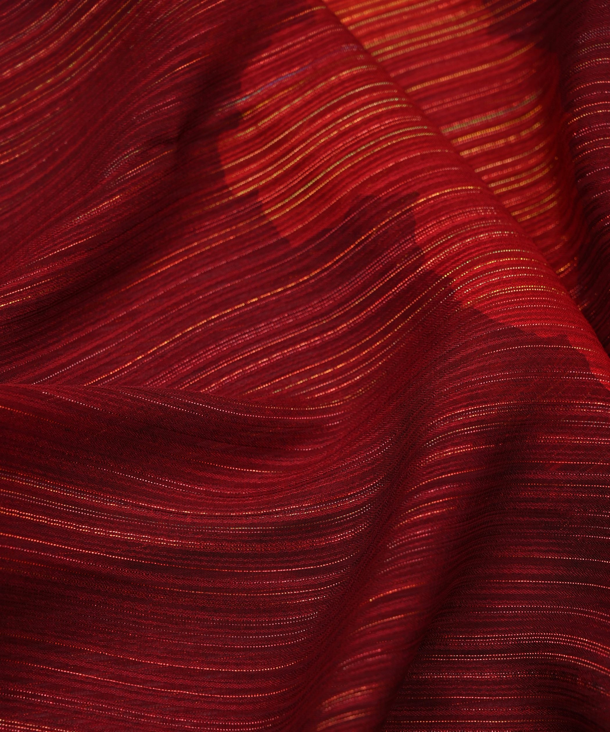Red Georgette Fabric with Patch Spray Print