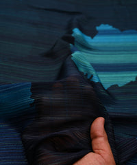 Teal Georgette Fabric with Patch Spray Print