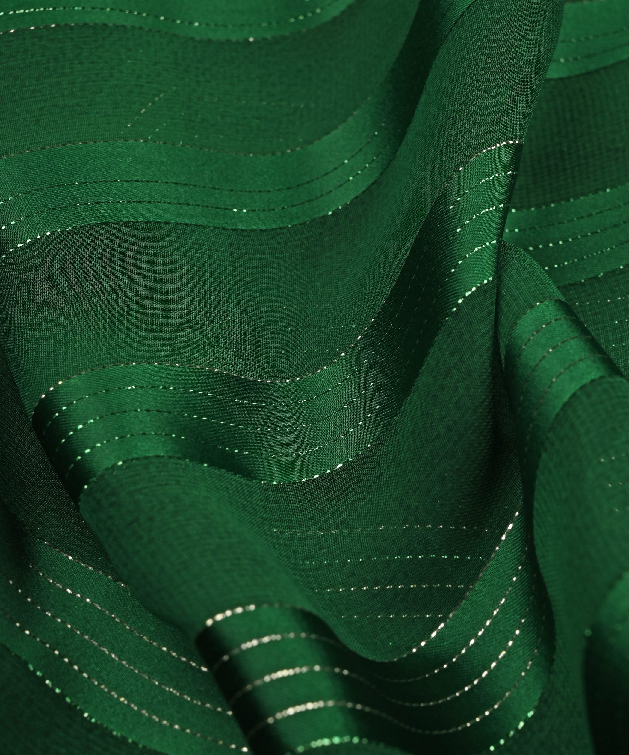 Dark Green Georgette Fabric with Patta