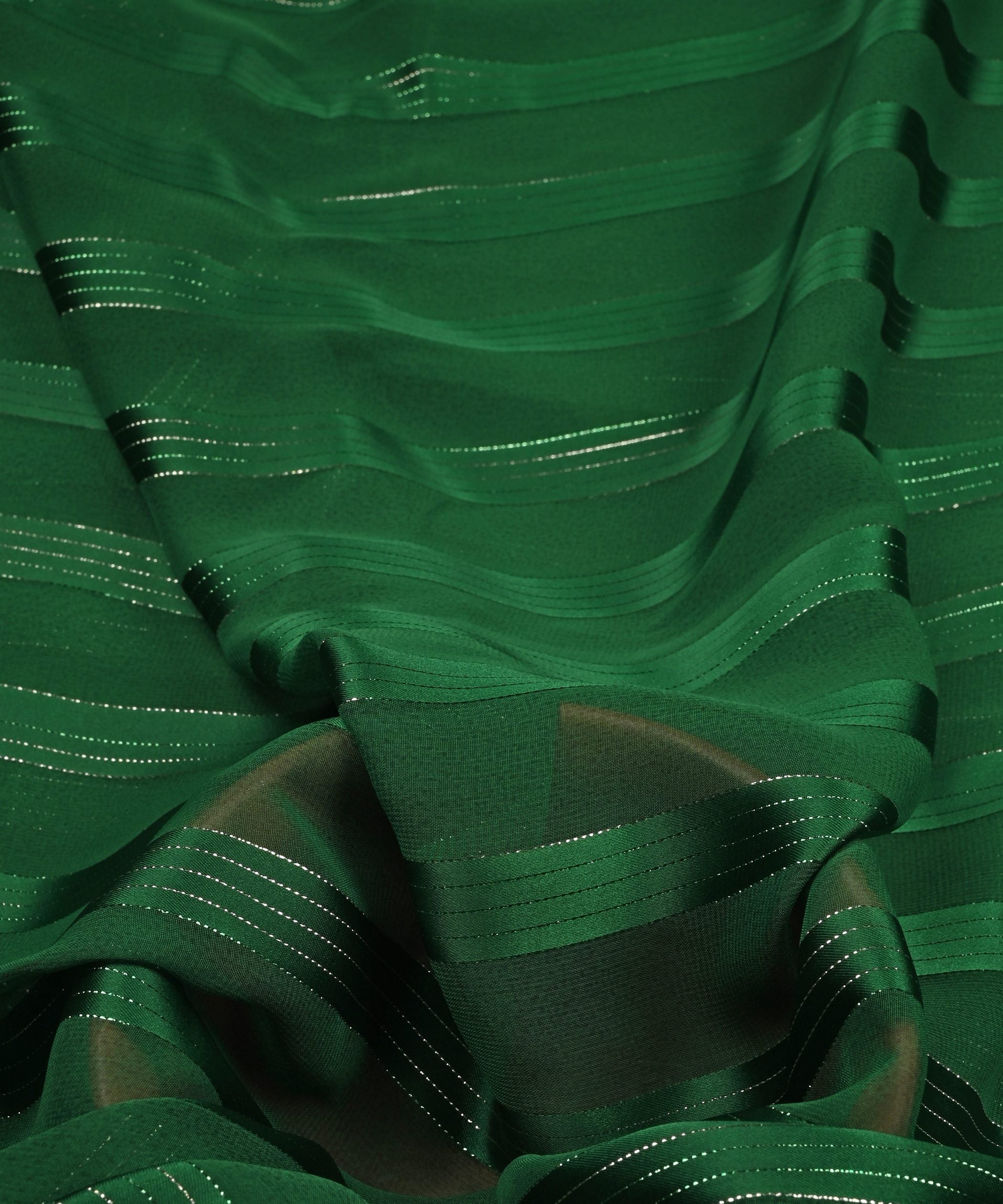 Dark Green Georgette Fabric with Patta