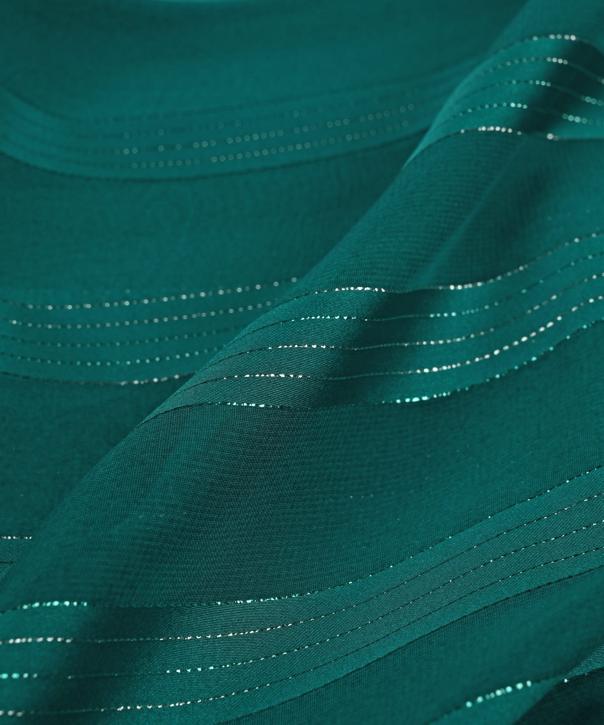 Dark Teal Georgette Fabric with Patta