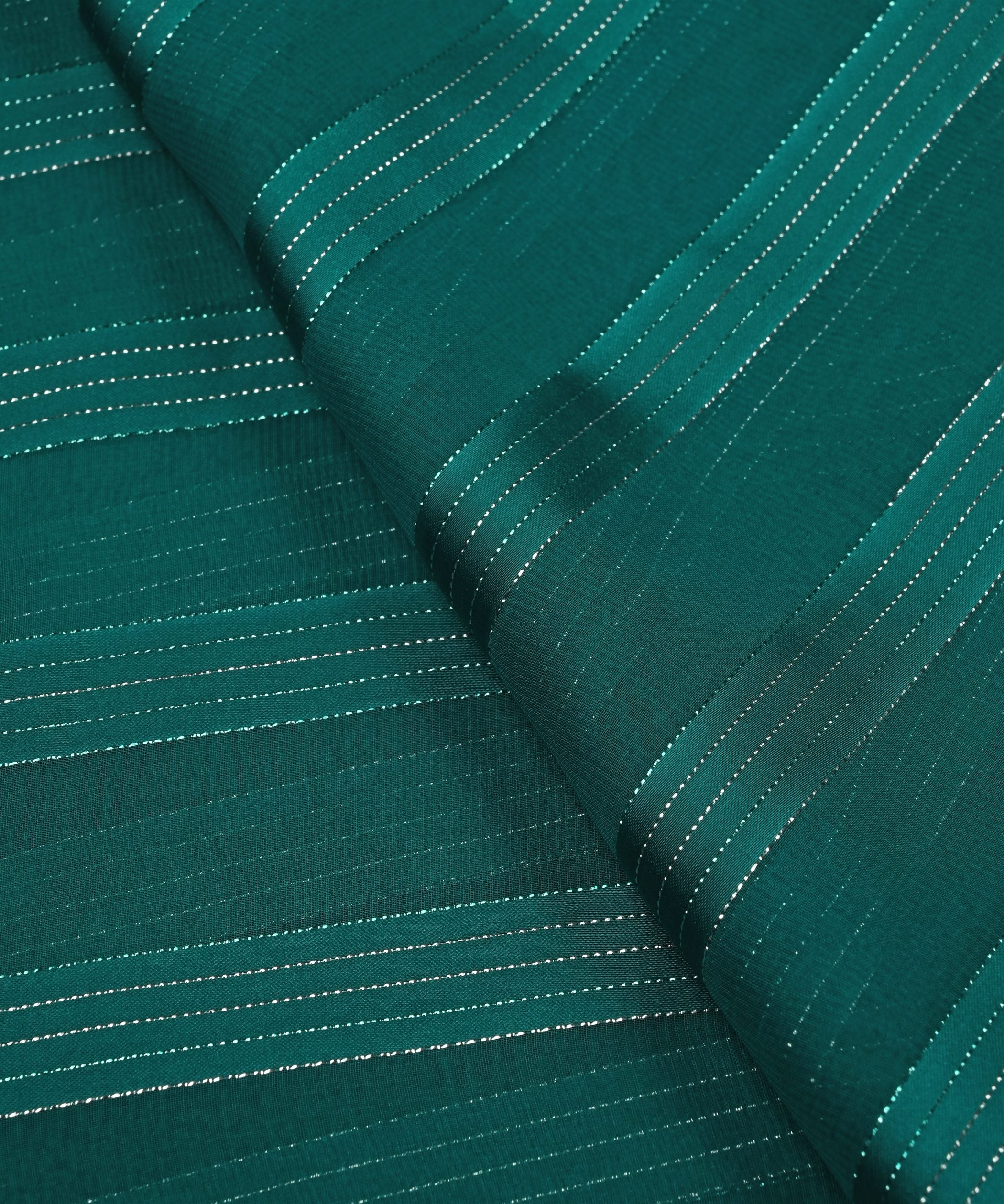 Dark Teal Georgette Fabric with Patta