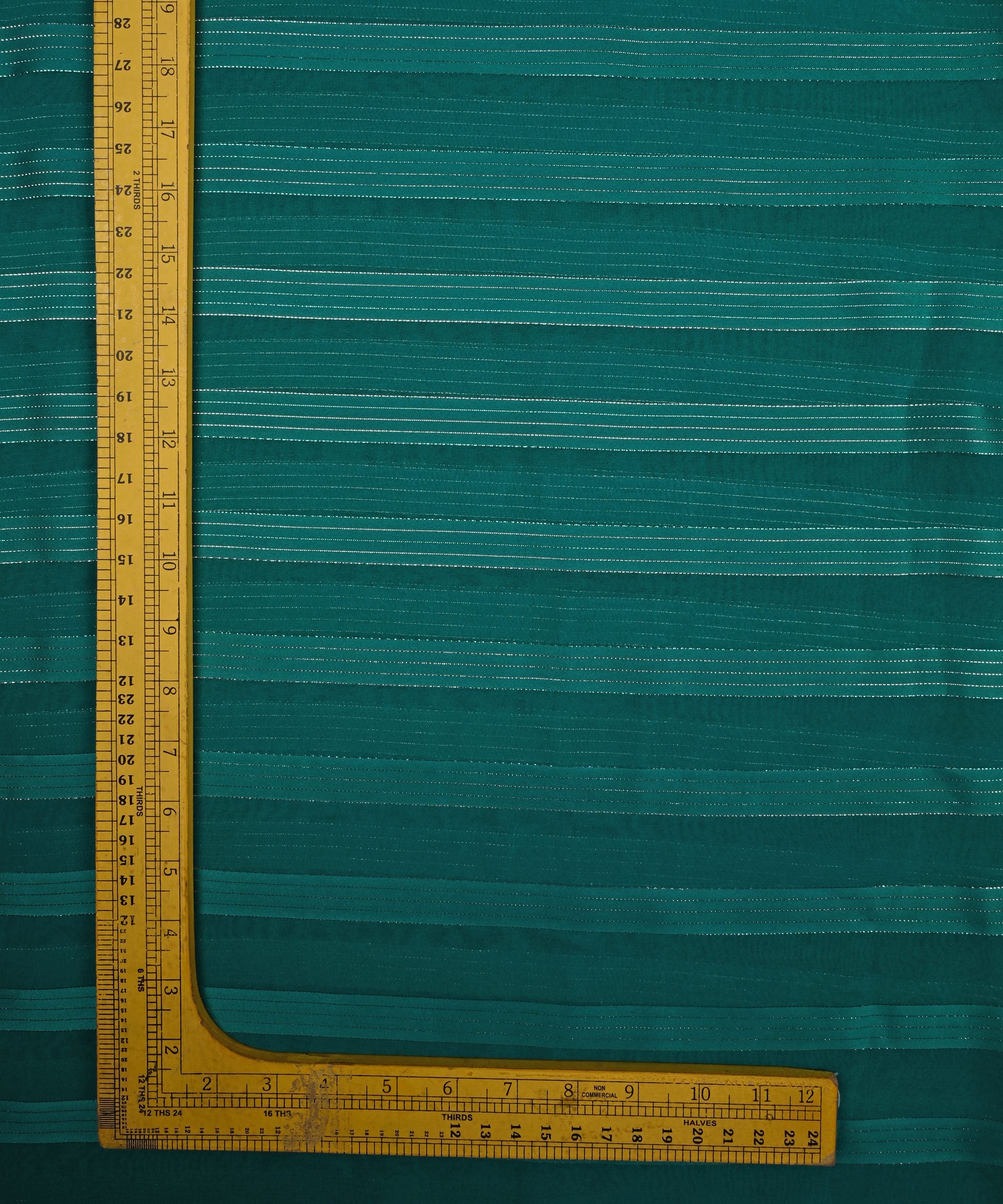 Dark Teal Georgette Fabric with Patta