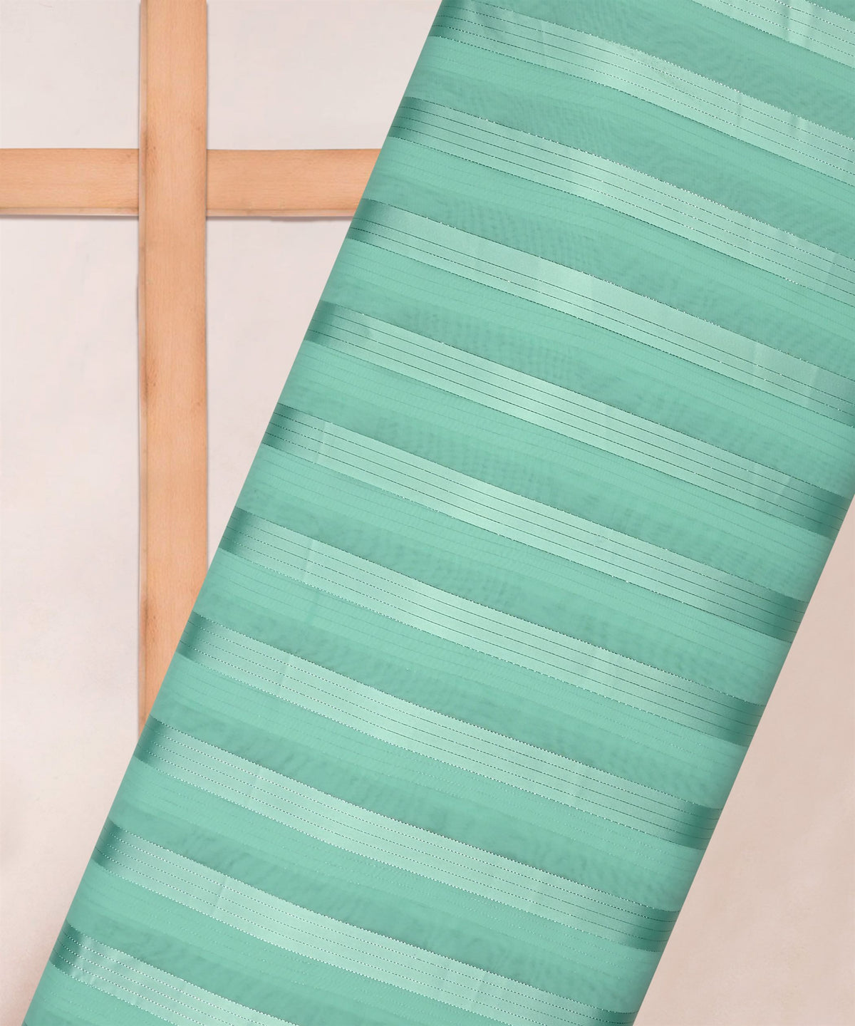Sea Teal Georgette Fabric with Patta