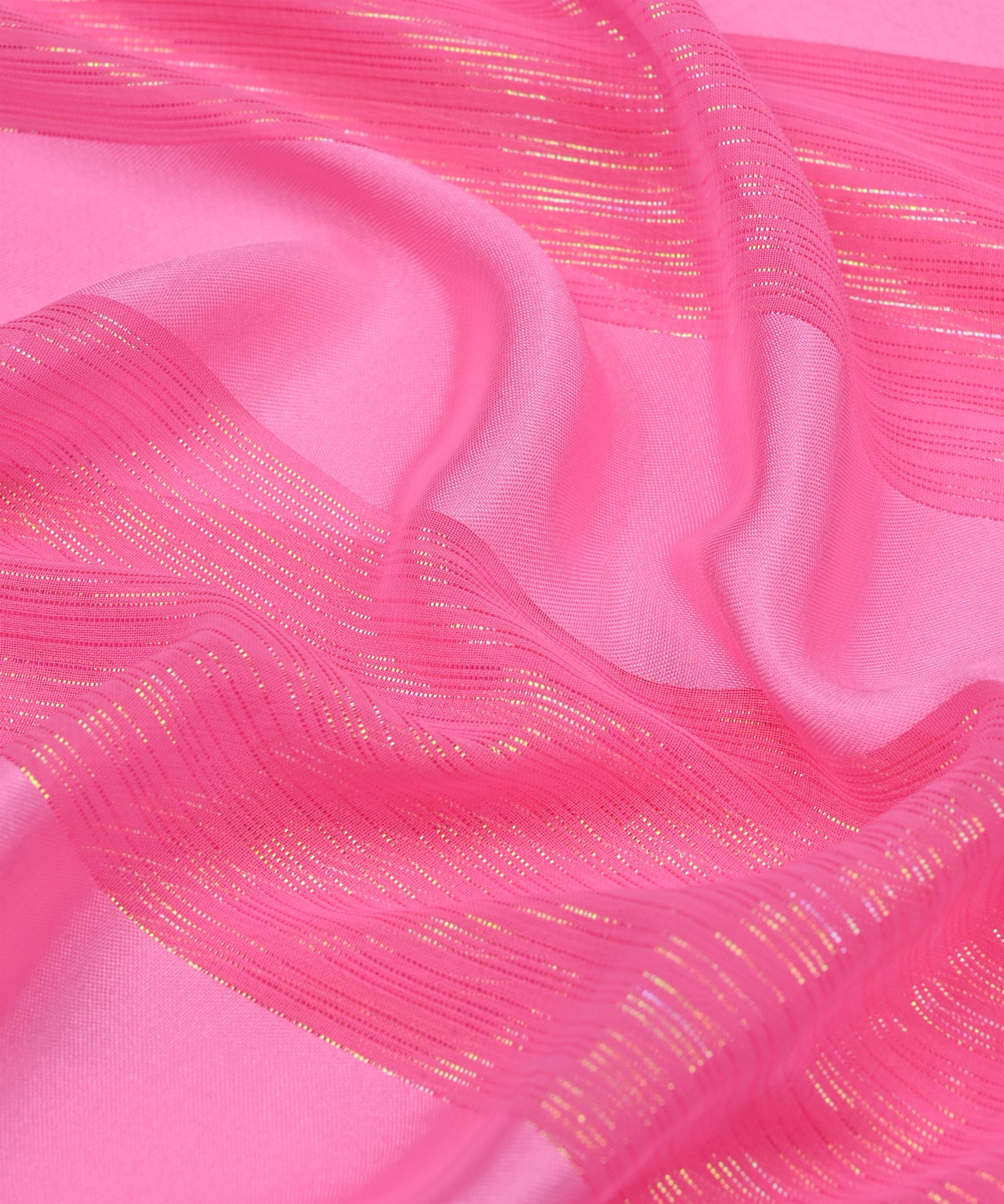 Baby Pink Georgette Fabric with Patta & Stripes