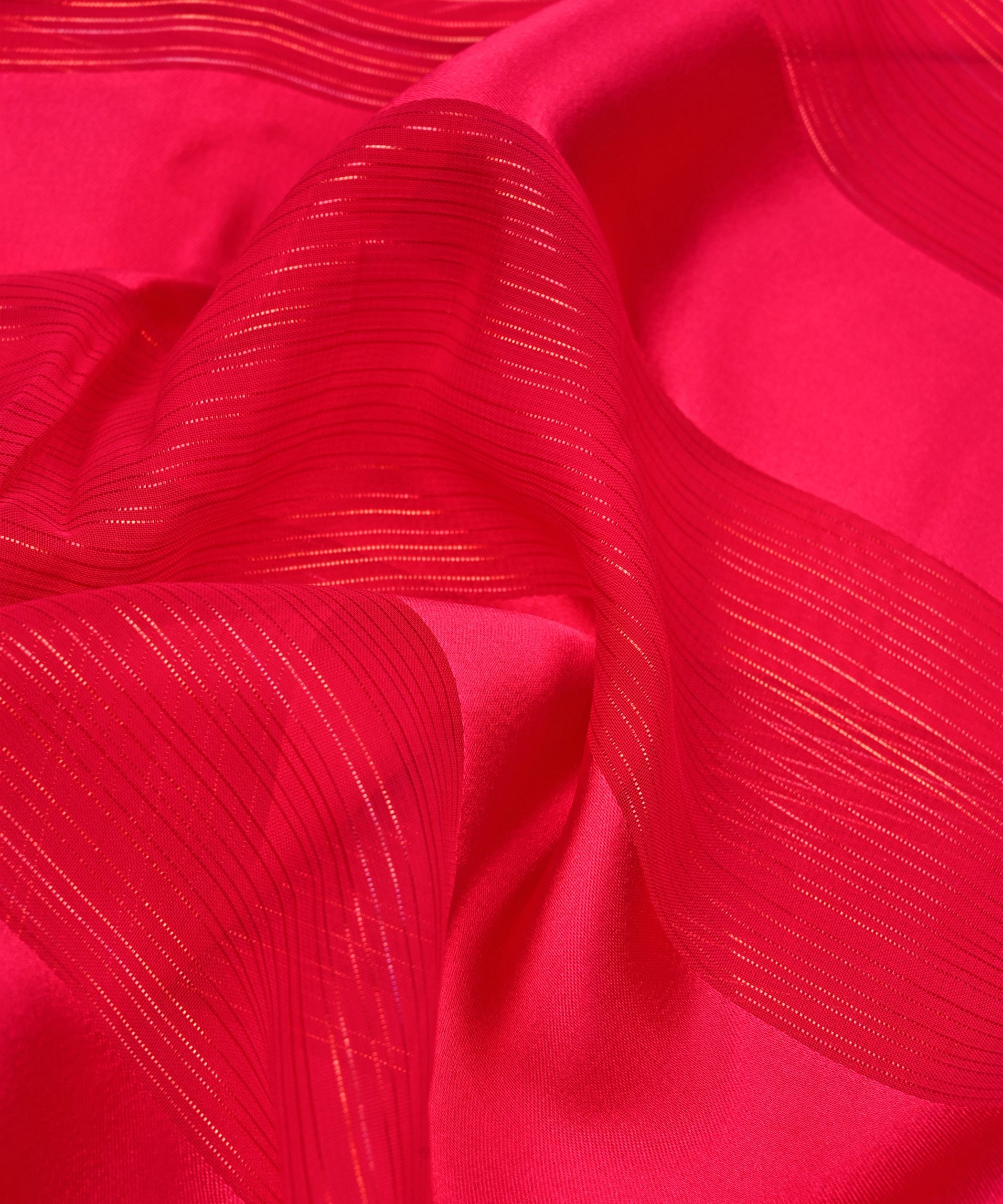 Hot Pink Georgette Fabric with Patta & Stripes
