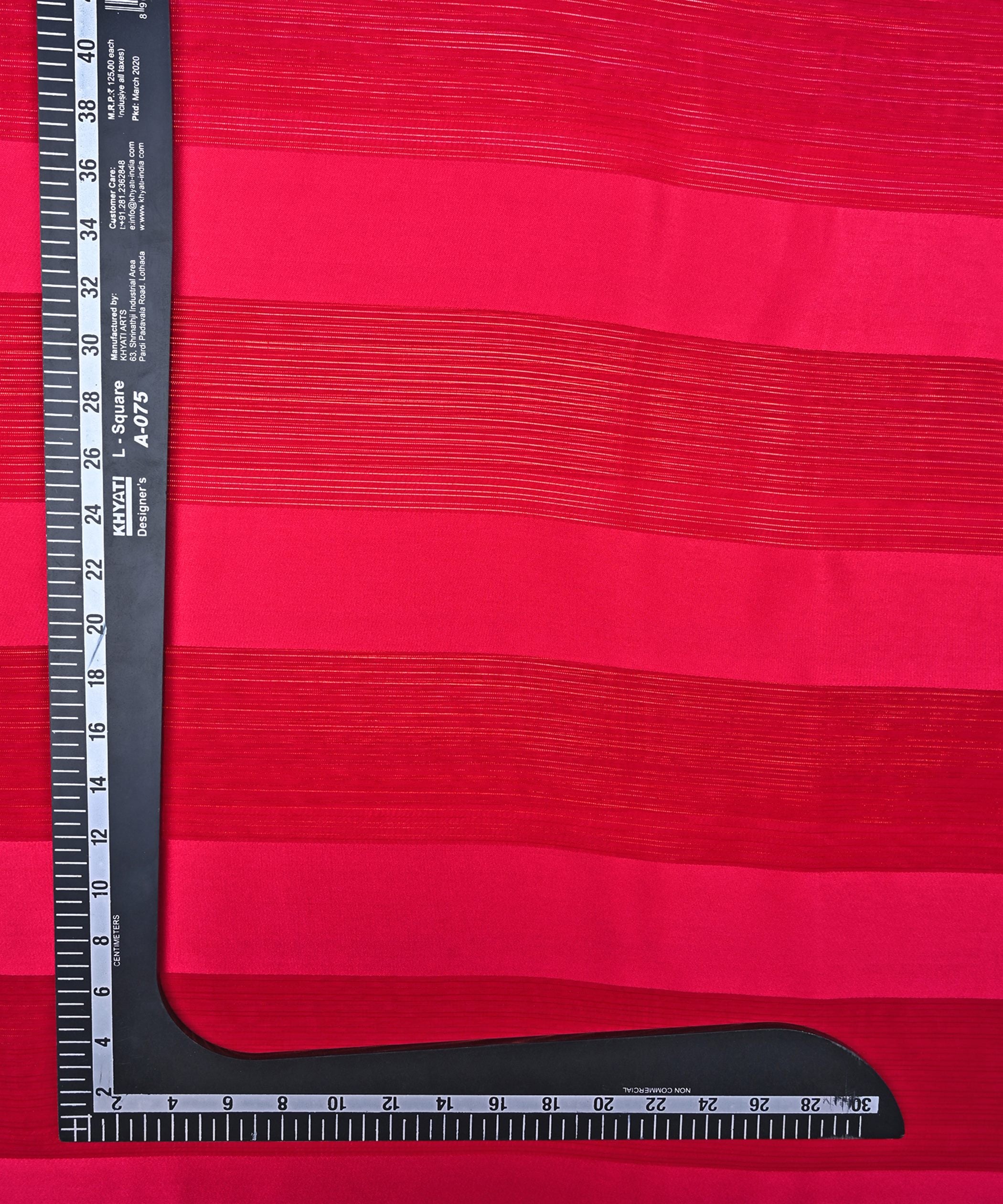 Hot Pink Georgette Fabric with Patta & Stripes