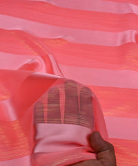 Light Peach Georgette Fabric with Patta & Stripes