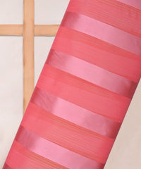 Light Peach Georgette Fabric with Patta & Stripes