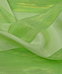 Pista Green Georgette Fabric with Patta & Stripes