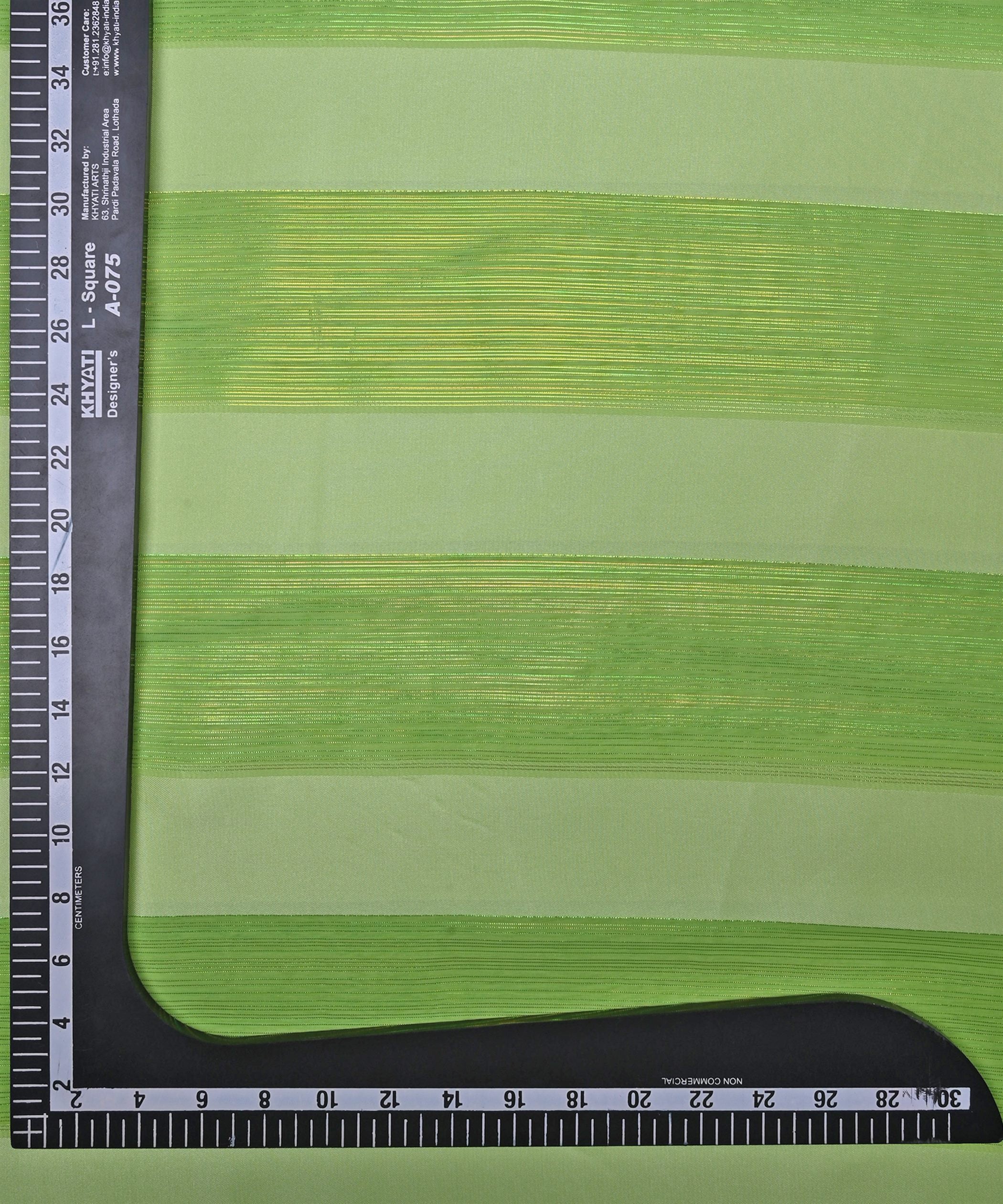 Pista Green Georgette Fabric with Patta & Stripes