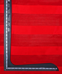 Red Georgette Fabric with Patta & Stripes