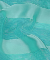 Sky Blue Georgette Fabric with Patta & Stripes