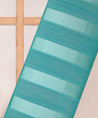 Sky Blue Georgette Fabric with Patta & Stripes