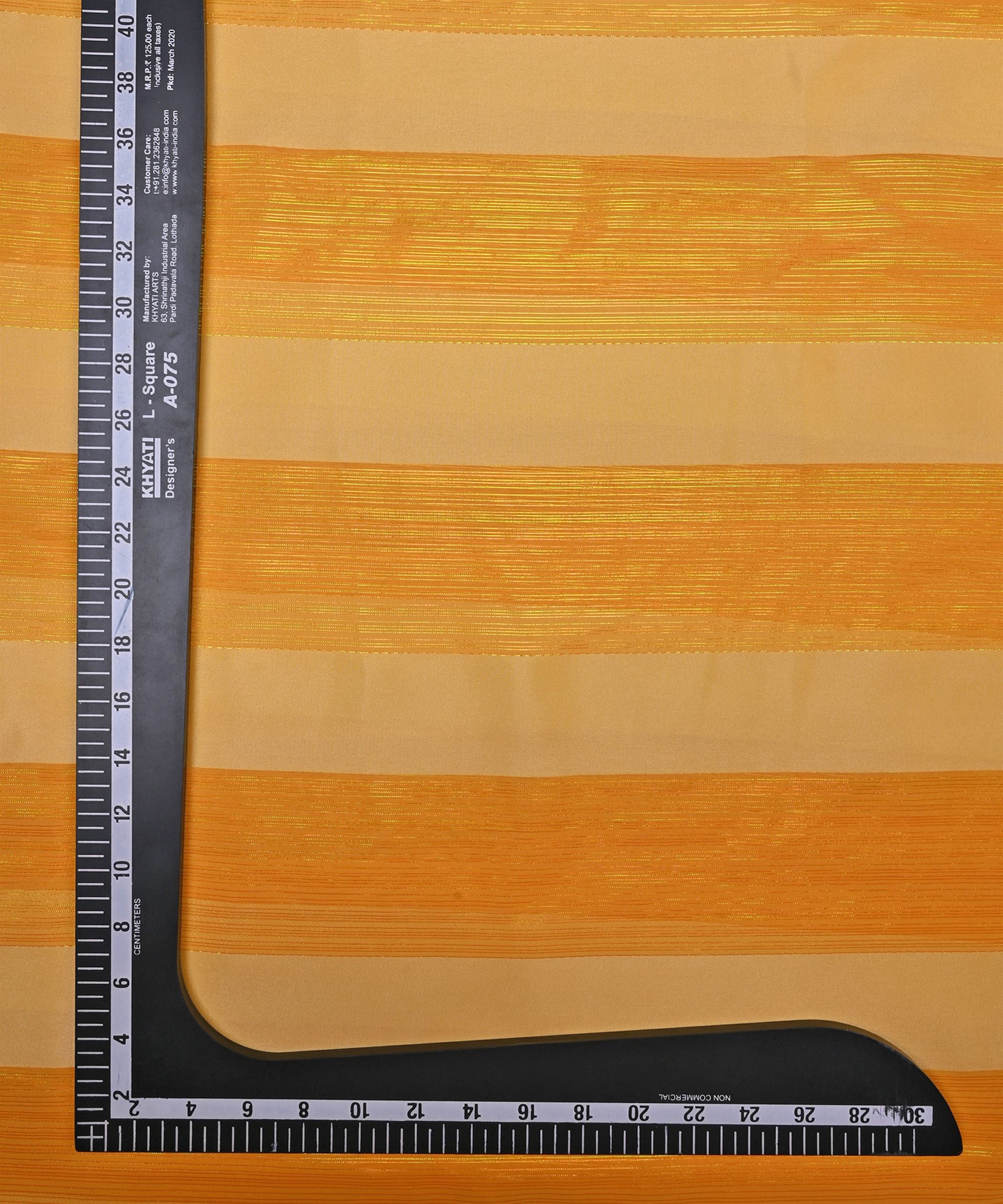 Yellow Georgette Fabric with Patta & Stripes
