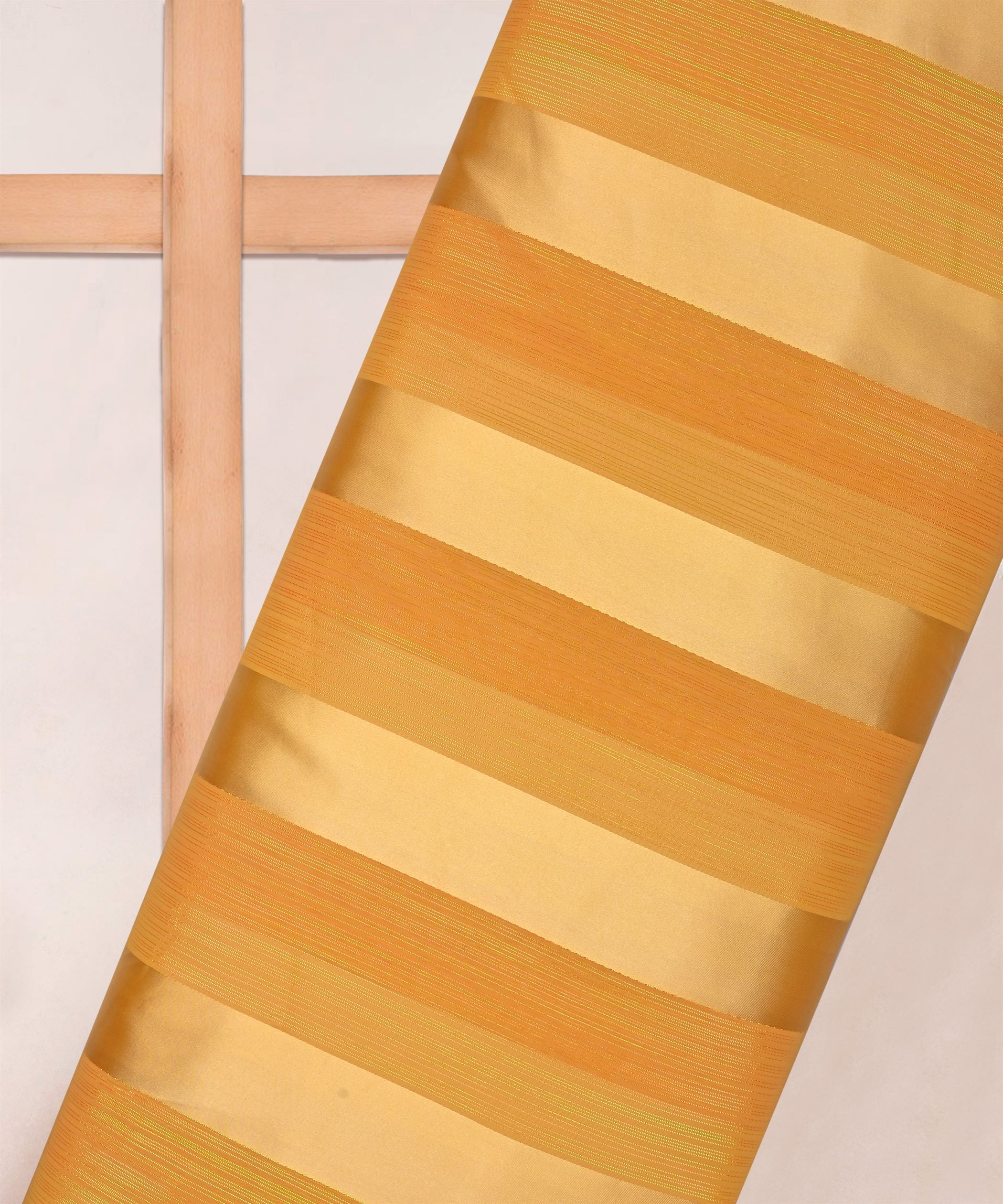 Yellow Georgette Fabric with Patta & Stripes