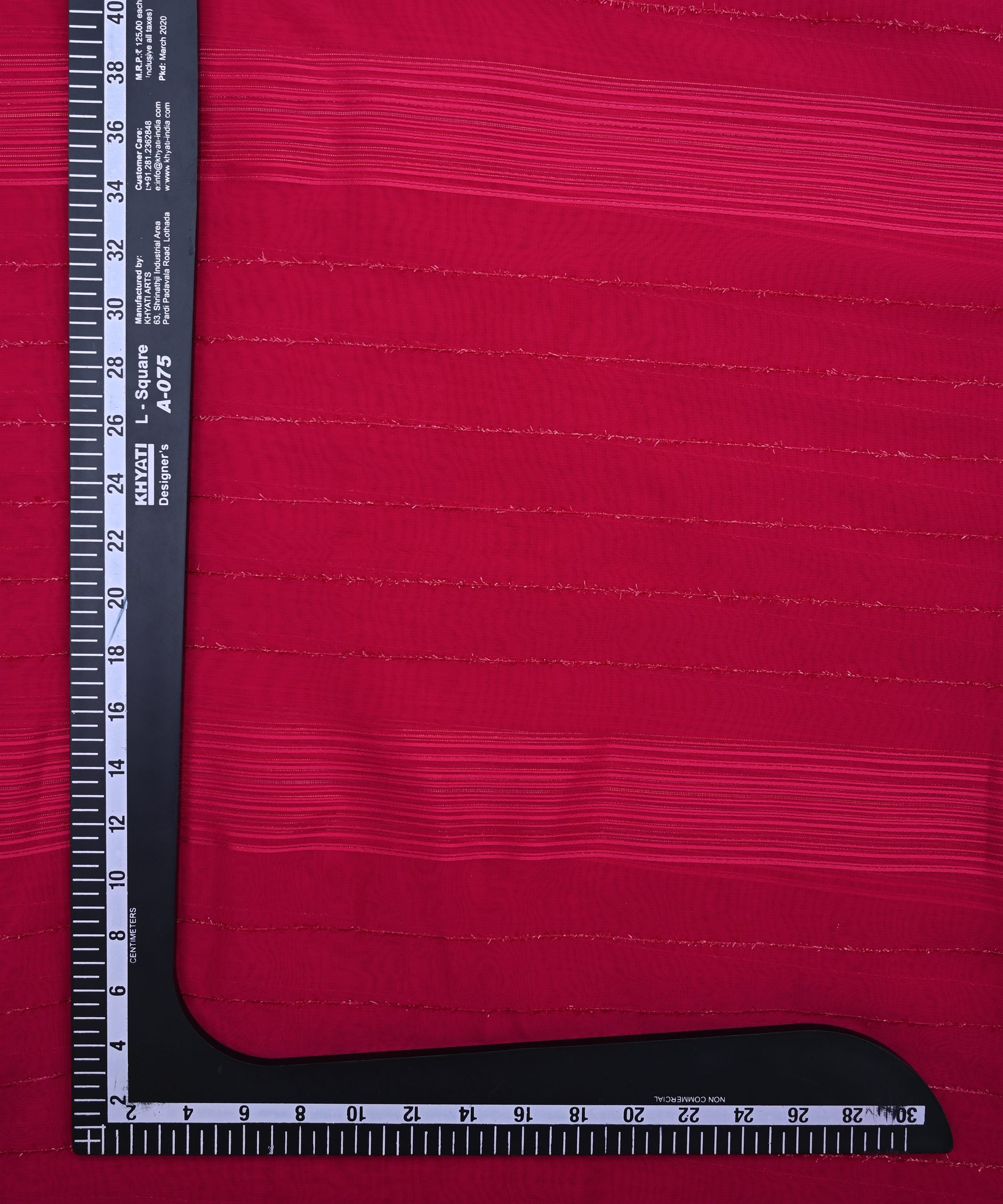 Hot Pink Georgette Fabric with Satin and Fur Stripes