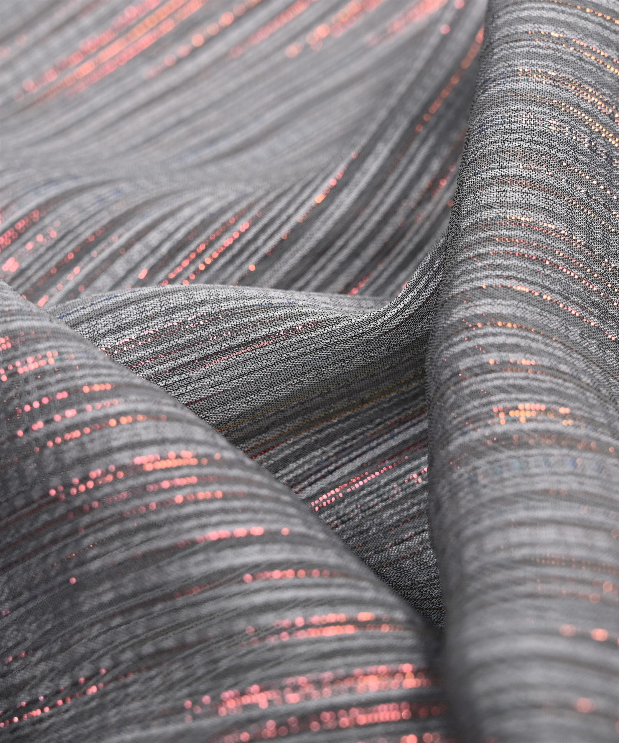 Grey Georgette fabric with Satin patta