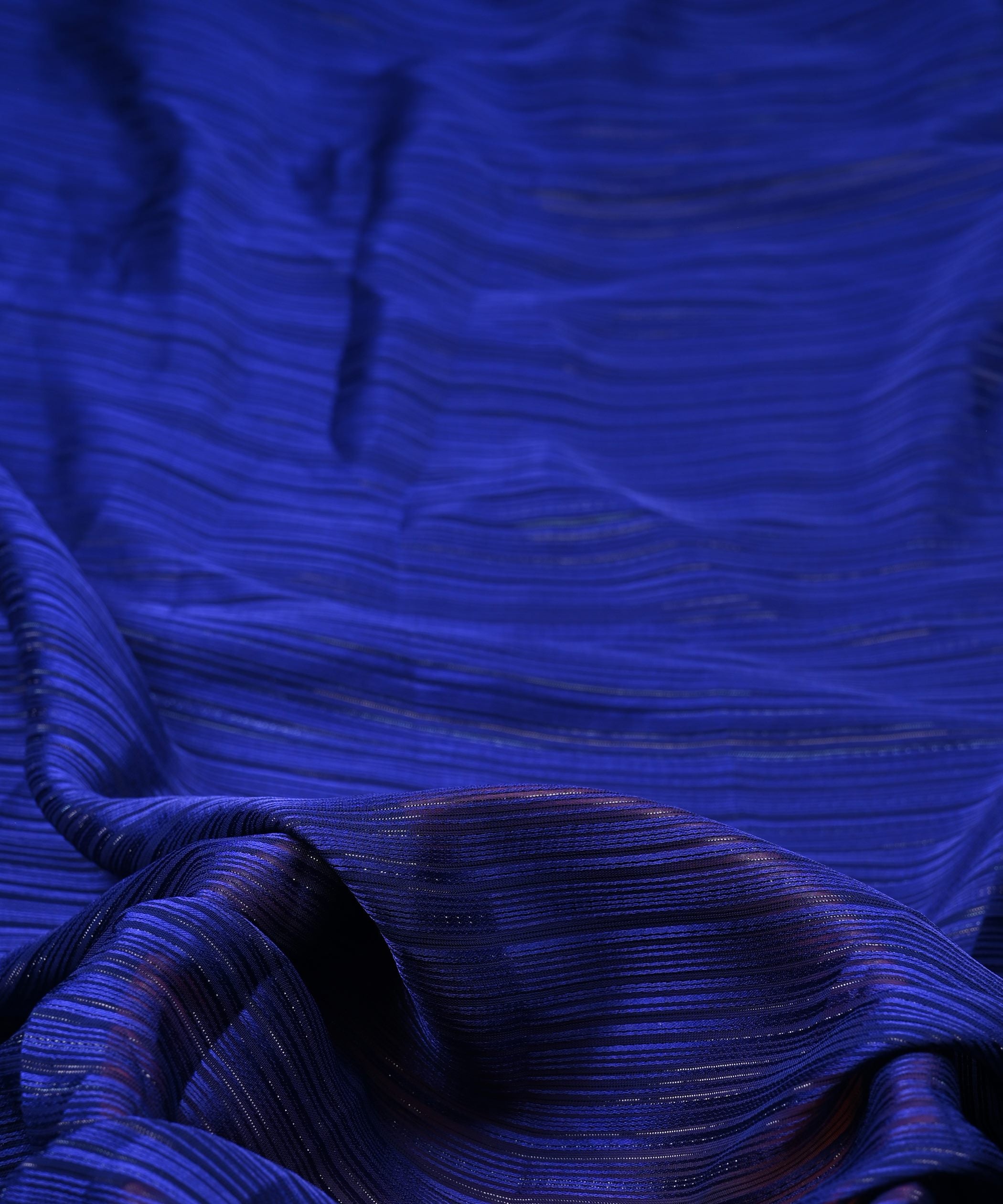 Navy Blue Georgette Fabric with Satin patta