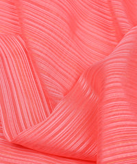 Peach Georgette fabric with Satin patta
