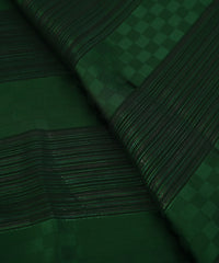 Dark Green Georgette Fabric with Satin Patta and Checks