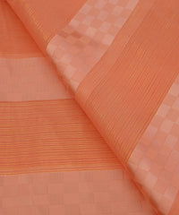 Peach Georgette Fabric with Satin Patta and Checks