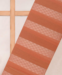 Peach Georgette Fabric with Satin Patta and Checks
