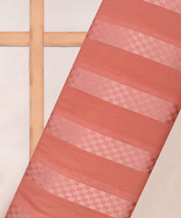 Reddish Pink Georgette Fabric with Satin Patta and Checks