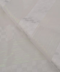 White Georgette Fabric with Satin Patta and Checks