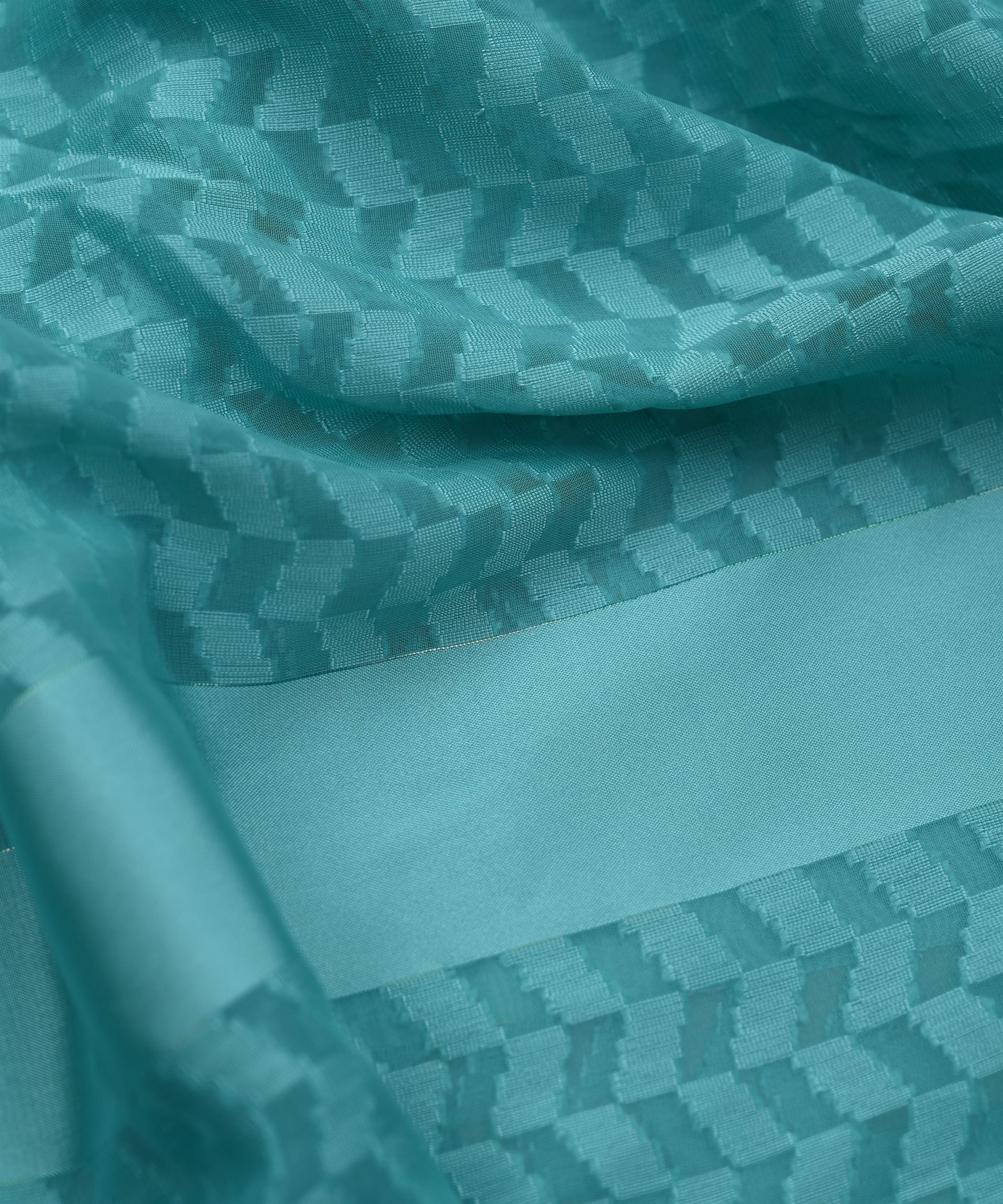 Aqua Blue Georgette Fabric with Satin Pattern