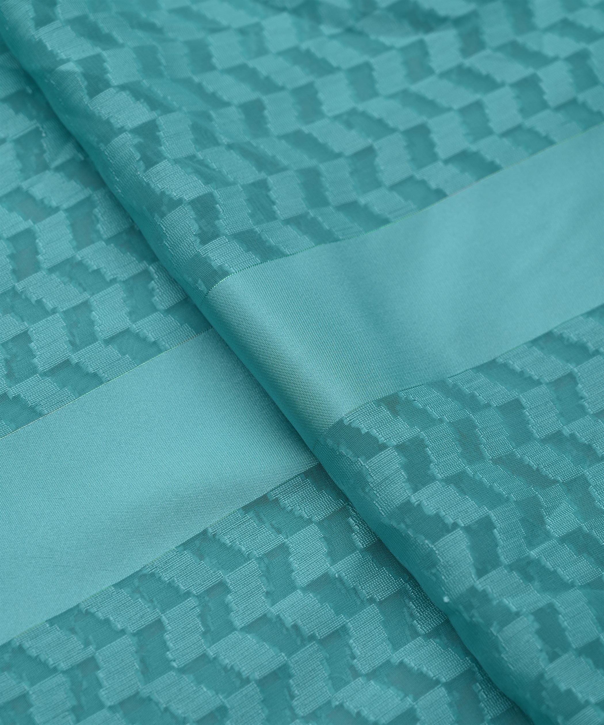 Aqua Blue Georgette Fabric with Satin Pattern