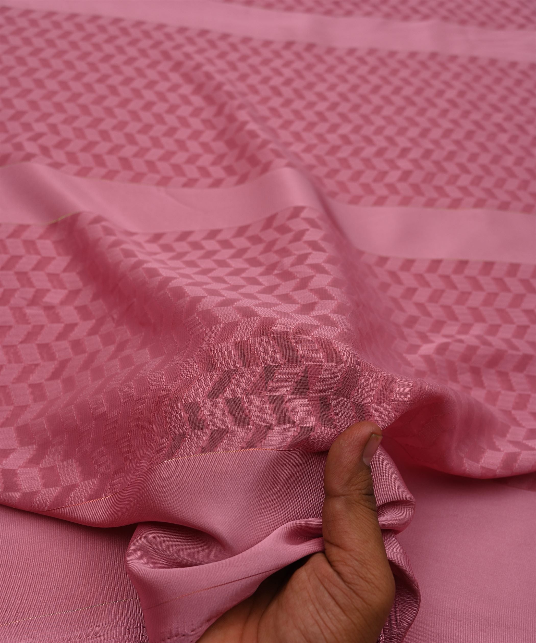 Dusty Pink Georgette Fabric with Satin Pattern