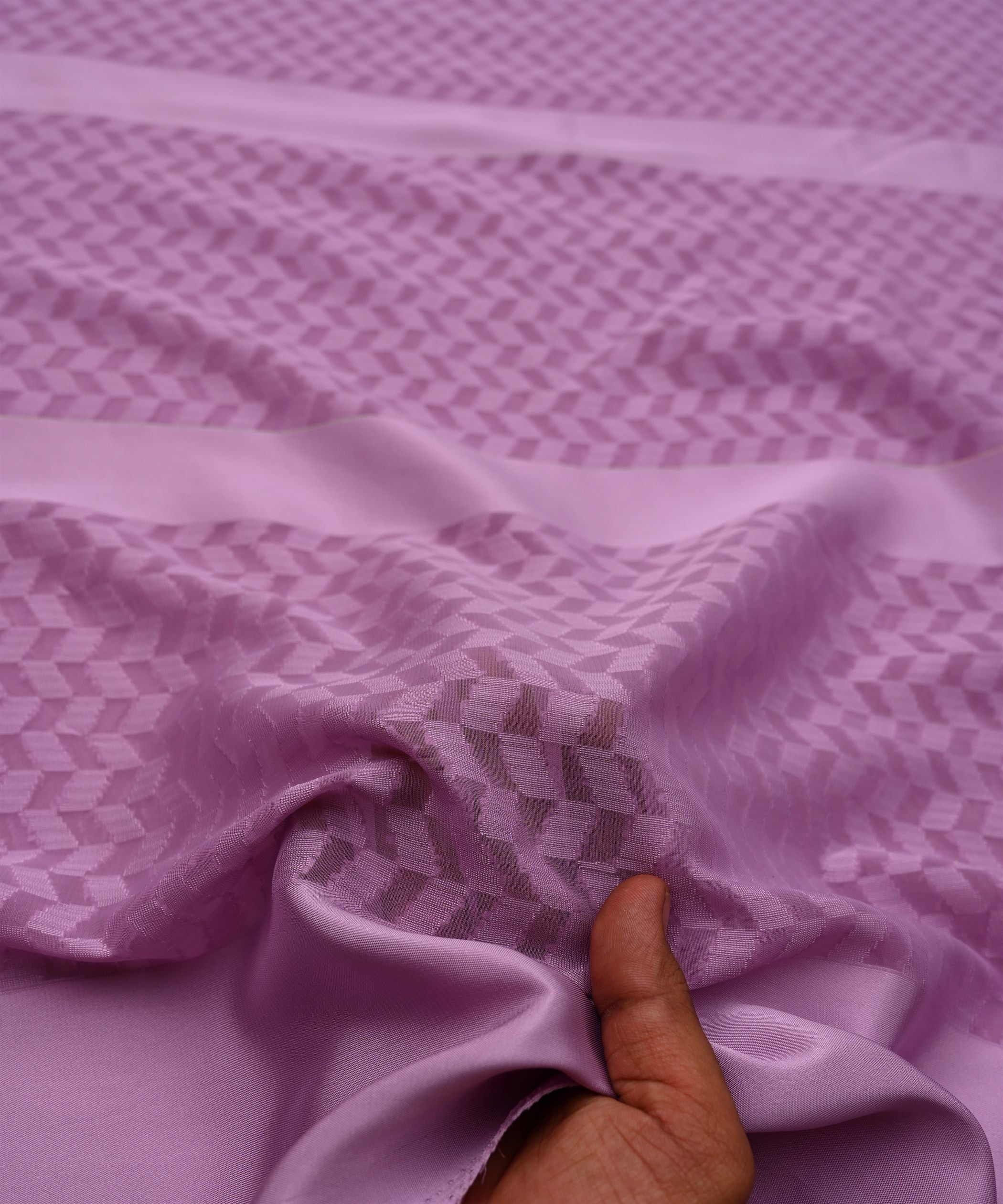 Lavender Georgette Fabric with Satin Pattern