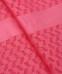 Rouge Pink Georgette Fabric with Satin Pattern